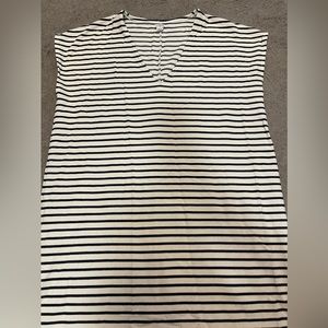 Jcrew Cream and Navy Striped Sleeveless Dress, Size Large